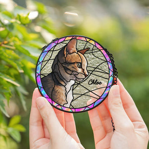 Custom Cat Portrait from Photo Suncatcher, Pet Sun Catcher Memorial, Glass Pet Memorial, Personalized Pet Portrait Housewarming Gift