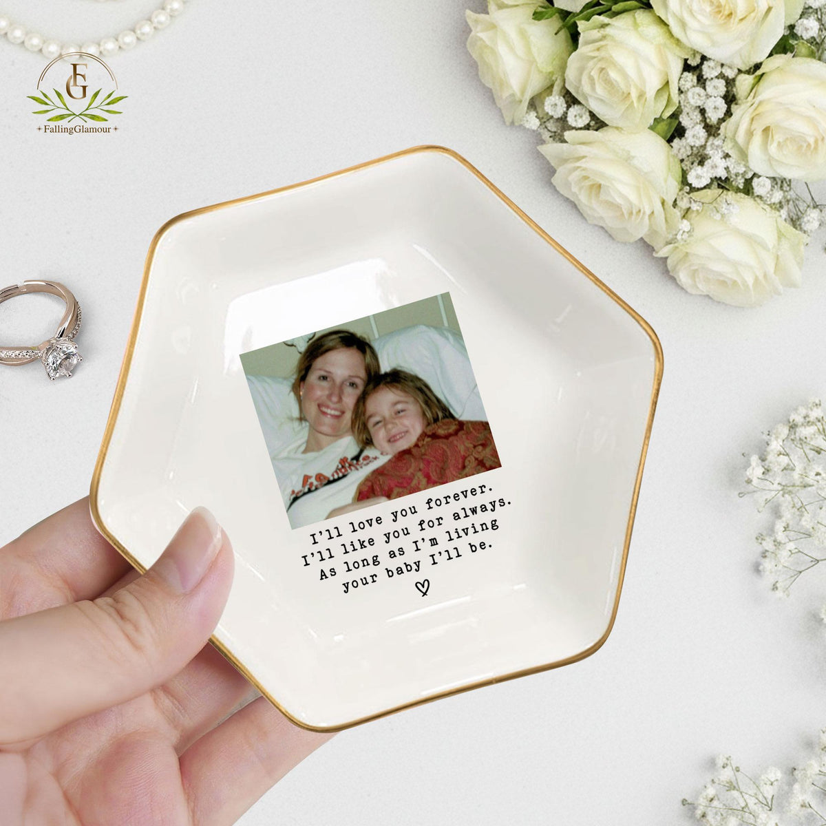 Custom Photo Mother of The Bride Jewelry Dish, Mother of The Bride Jewelry Plate, Custom Jewelry Tray for Mom, Wedding Favor Gift For Mom