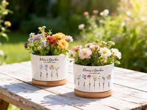 Grandma s Garden Personalized Birth Flower Pot, Custom Names Planter for Nana, Mother s Day Gift from Daughter, Family Birth Month Flowers