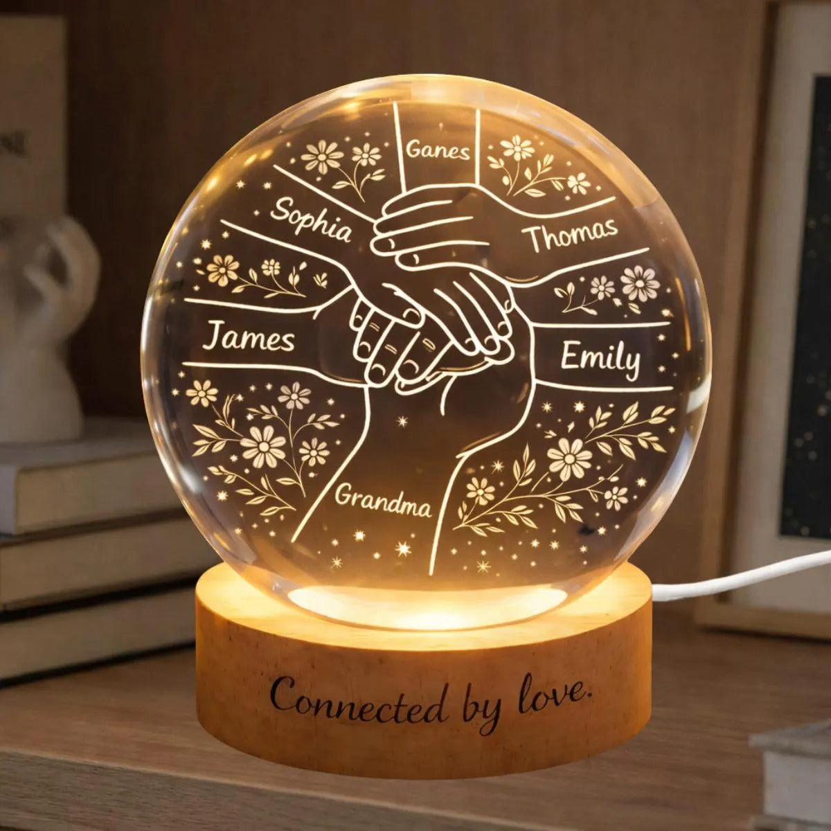 Personalized Crystal Ball Lamp, Custom Grandchildren Names, Grandmother Keepsake Light, Grandma Gift, The Day You Became My Mom Decor Home