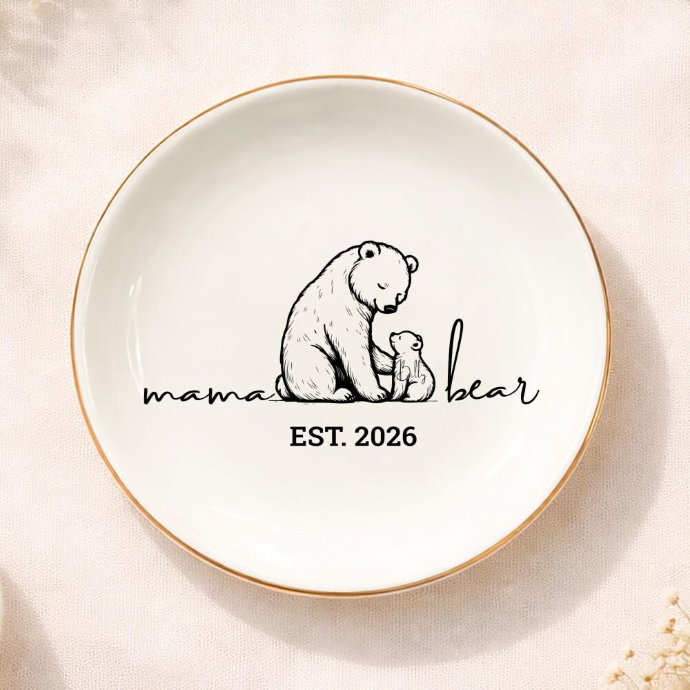 Mama Bear Jewelry Dish, Personalized Jewelry Dish for Mom, Custom Mom Gift, Mother s Day Gift, New Mom Keepsake, Custom Trinket Tray
