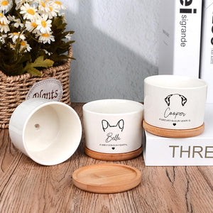 Personalized Dog Memorial Gift Planter,Pet Memorial Gift Plant Pot,Custom Flower Pot with Bamboo Tray,Loss of Pet Tribute,Dog Sympathy Gift