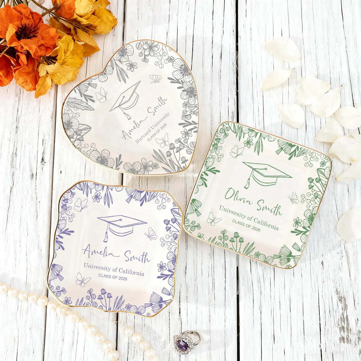 Personalized Graduation Ring Dish,Personalized College Ring Dish,Personalized Jewelry Dish for Grad,Graduation Gift For Her,Toile De Jouy