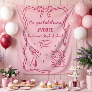 Custom Class of 2026 Graduation Backdrop Banner, Personalized Grad Party Decoration with Name, Photo Booth Background for Graduation Celebration Decor