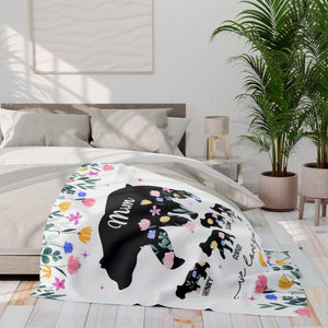 Mom Personalized Fleece Blanket, Mom Bear, Mothers Day Gift, Custom Mom Gift, Mom Birthday Gift, Mom Gift Daughter
