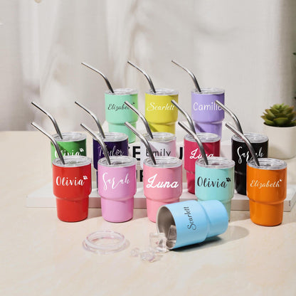 Personalized Mini Tumbler, Mini Shot Cup, Bridesmaid Gift, Custom 3oz Party Tumbler, Wedding Gifts, Bachelorette Party Girls Trip Group Gift