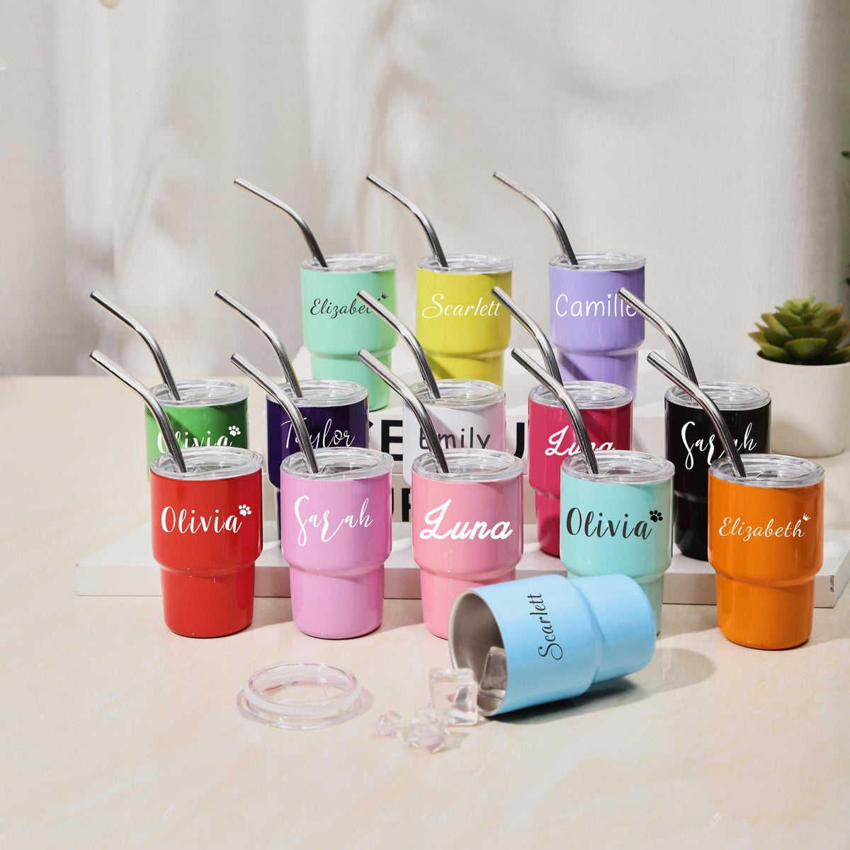 Personalized Mini Tumbler, Mini Shot Cup, Bridesmaid Gift, Custom 3oz Party Tumbler, Wedding Gifts, Bachelorette Party Girls Trip Group Gift