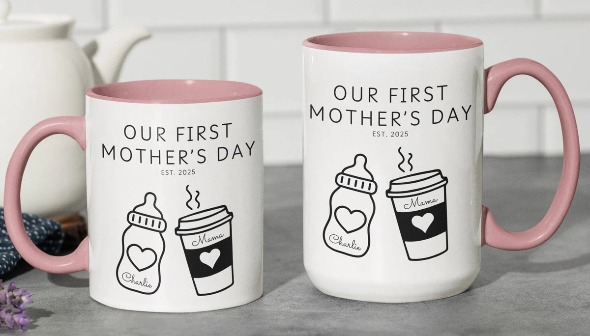 Custom First Mother s Day Mug, Personalized Gift for New Mom, First Time Mom Keepsake, Sentimental Mom Gift w Baby Name