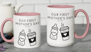 Custom First Mother s Day Mug, Personalized Gift for New Mom, First Time Mom Keepsake, Sentimental Mom Gift w Baby Name