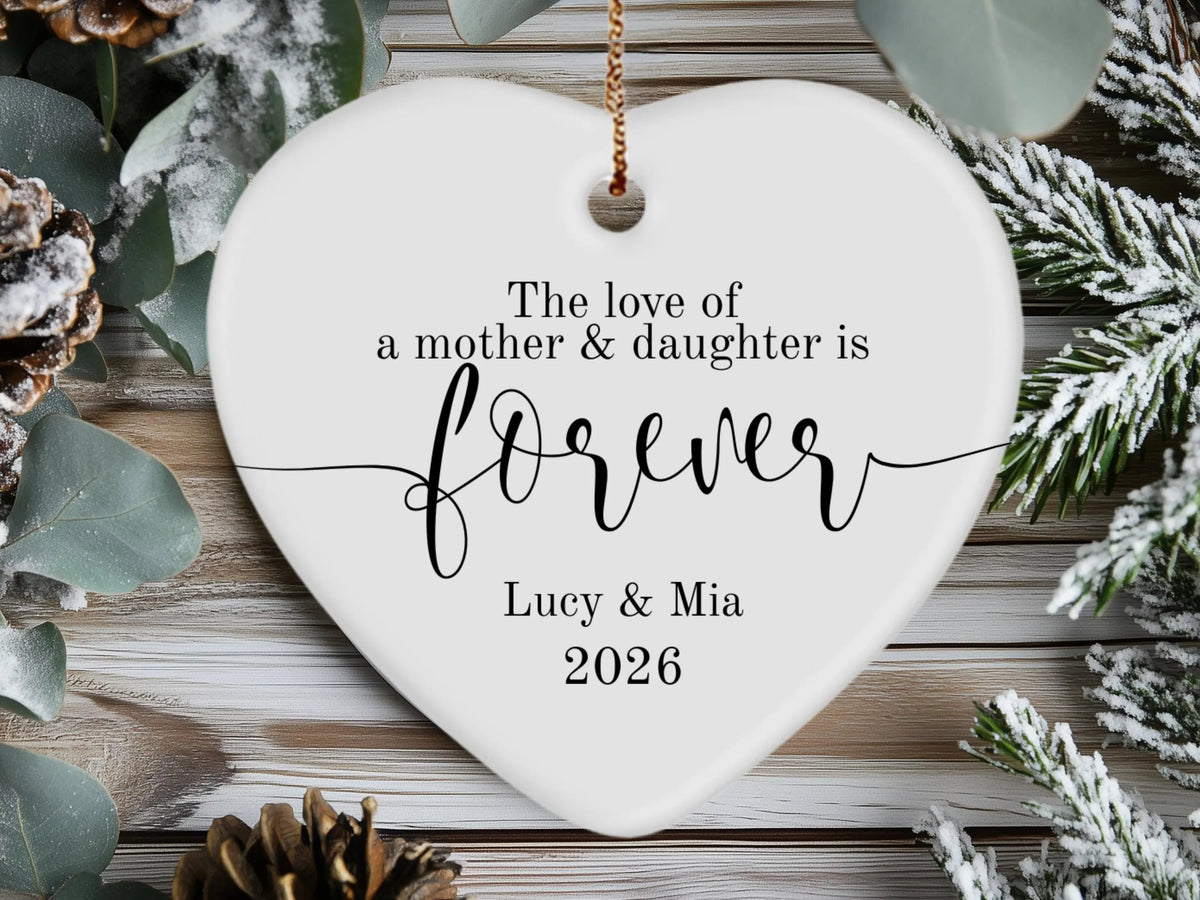 Mother Daughter Heart Love Ornament Ceramic Heart Keepsake Gift for Mom and Daughter, Sentimental Family Love Decoration, Meaningful Mother Daughter Bond Memorial Ornament