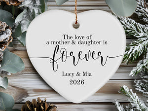 Mother Daughter Heart Love Ornament Ceramic Heart Keepsake Gift for Mom and Daughter, Sentimental Family Love Decoration, Meaningful Mother Daughter Bond Memorial Ornament