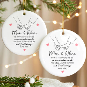 Personalized Mom & Daughter Holding Hands Ceramic Ornament Custom Name Gift for Mom, Sweet Mother s Day Keepsake, Loving Family Memory Decoration