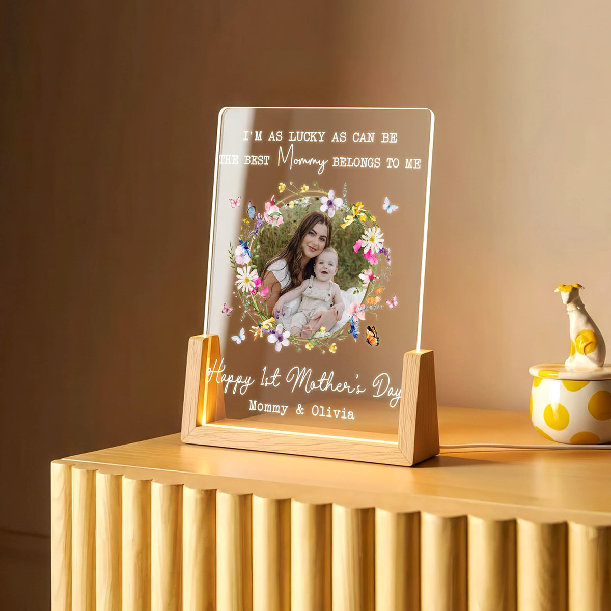 First Mother s Day Photo Lamp Personalized Mom & Baby LED Night Light, Custom Mother s Day Gift from New Daughter