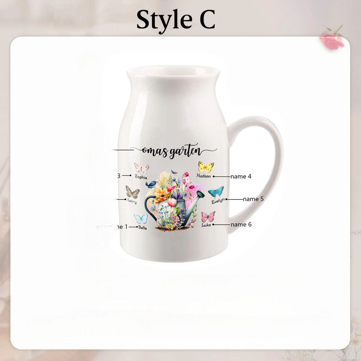 Personalized Mom With Kids Names Flower Vase, Custom Vase Gifts for Mom, Grandma Gifts, Custom Mom Birthday Jug Vase