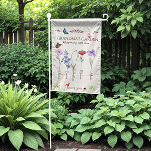 Personalized Grandma's Garden Flag Custom Floral Name Mother's Day Gift Nana's Decor