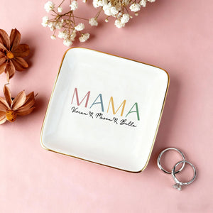 Custom Jewelry Dish For Mama,Unique Gift To Mother,Kids Name Trinket Dish,Mothers Day Gifts,Gifts for Mum/Grandma/Nana