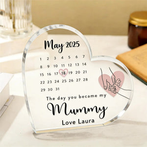 Personalized Mother's Day Gift:The Day You Became My Mummy Heart Plaque Custom Date Keepsake,New Mom Gift,Mother s Day Gift from DaughterSon