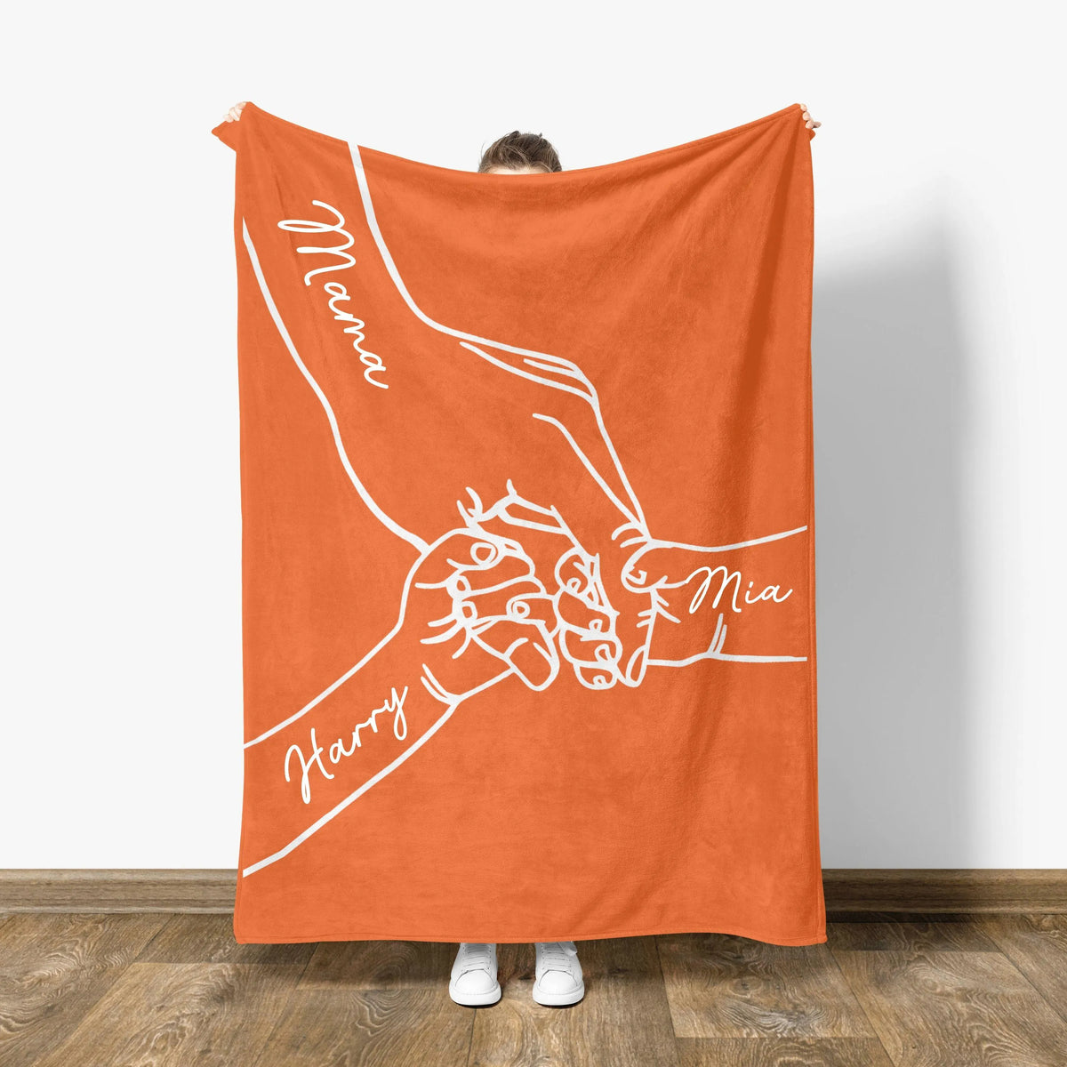 Personalized Mama Holding Hands Blanket: Kids Names Blanket For Mom, Mother's Day Gift, Up to 10 Kids