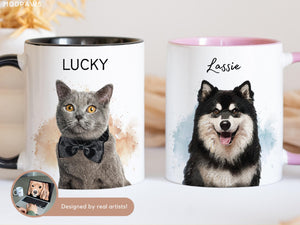 Custom Watercolor Dog or Cat Mug Using Pet Photo + Name Custom Pet Mug Coffee Cup Personalized Pet Dog Mug Personalized Cat Dad Mug New Mug