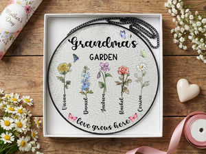Personalized Grandma s Garden Glass Suncatcher, Custom Birth Flower Grandma Gift, Mothers Day Gift for Grandma