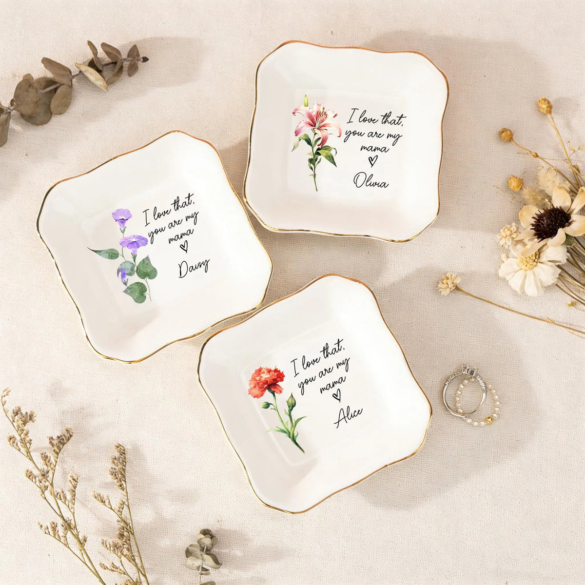 Custom Jewelry Dish For Mama, Unique Gift To Mother, Kids Name Trinket Dish, Gifts for Mum/Grandma/Nana, Mothers Day Gifts