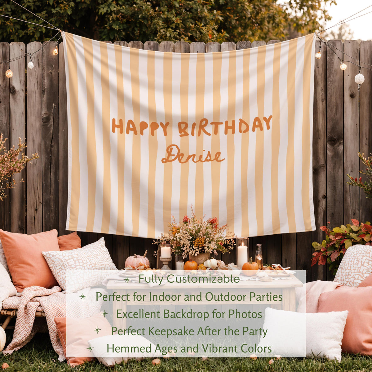 Happy Birthday Banner Personalized 1st Birthday Party Backdrop