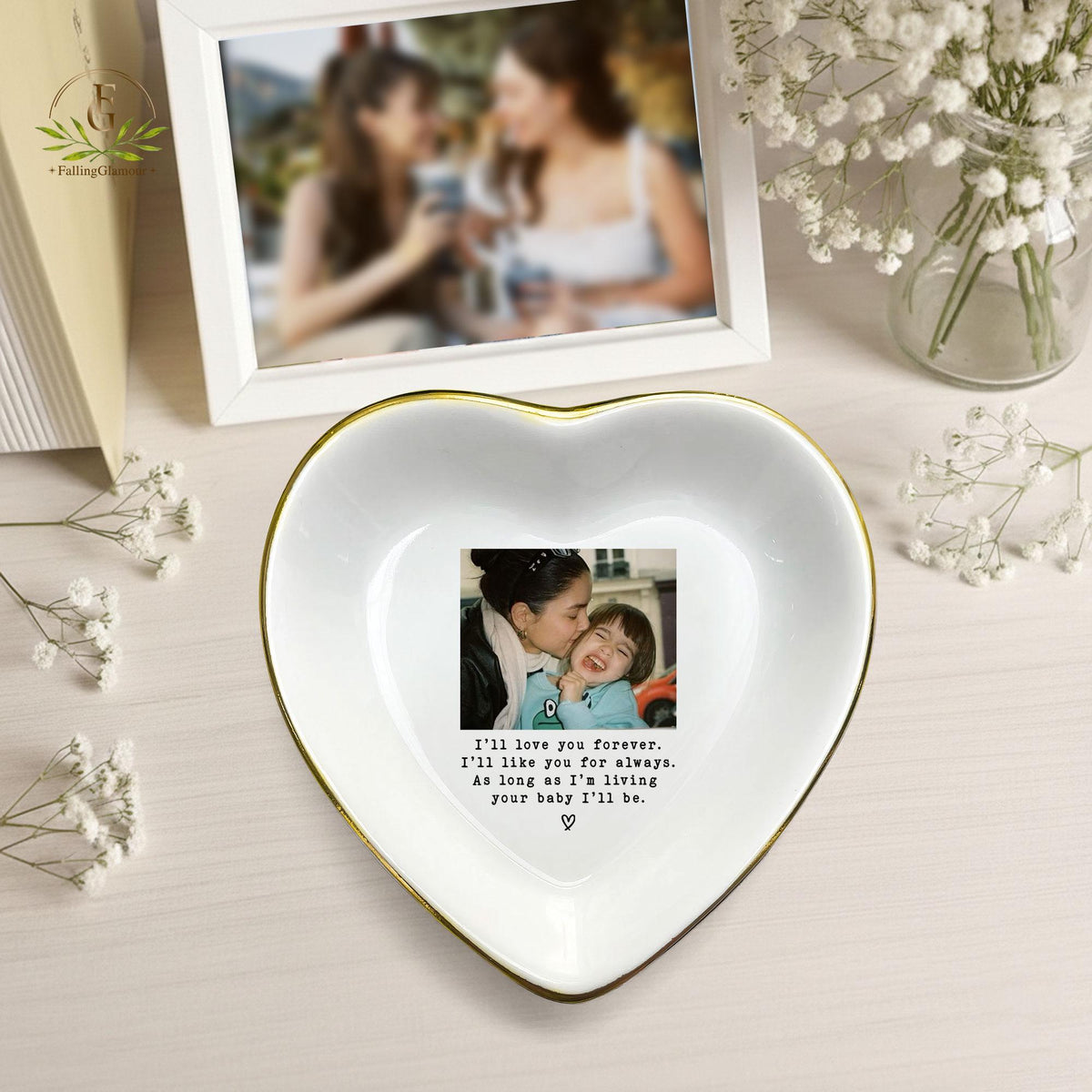 Custom Photo Mother of The Bride Jewelry Dish, Mother of The Bride Jewelry Plate, Custom Jewelry Tray for Mom, Wedding Favor Gift For Mom
