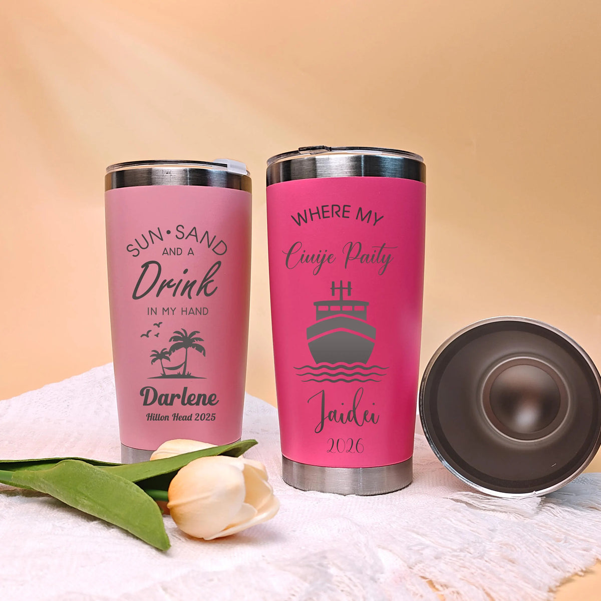 Personalized 20 oz Tumbler,Girls trip Mug,Stainless Steel Name Tumbler with straw,Custom Travel Mug,Laser Engraved Cups,Custom Beach Tumbler