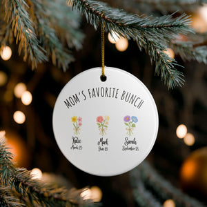 Personalized Birth Flower Mom Ornament, Christmas Gift for Mother, Mother's Day Gift, Birthday Present for Mom, Mom Keepsake Mother Ornament