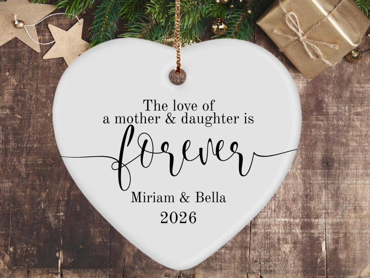 Mother Daughter Heart Love Ornament Ceramic Heart Keepsake Gift for Mom and Daughter, Sentimental Family Love Decoration, Meaningful Mother Daughter Bond Memorial Ornament