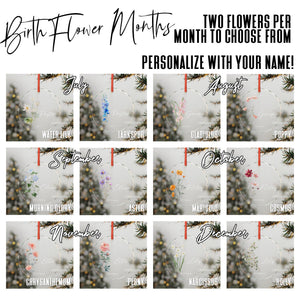 Personalized Birth Month Flower Glass Ornament: Custom Holiday Keepsake with Name