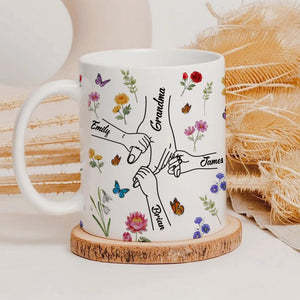 Personalized Holding Grandma's Hand Mug, Mothers Day Gift for Grandma, Grandma Gifts