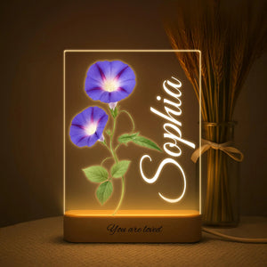 Personalized Flower Garden Acrylic Night Light: Engraved Baby Name Gift, Christmas gift, Gift For Mother