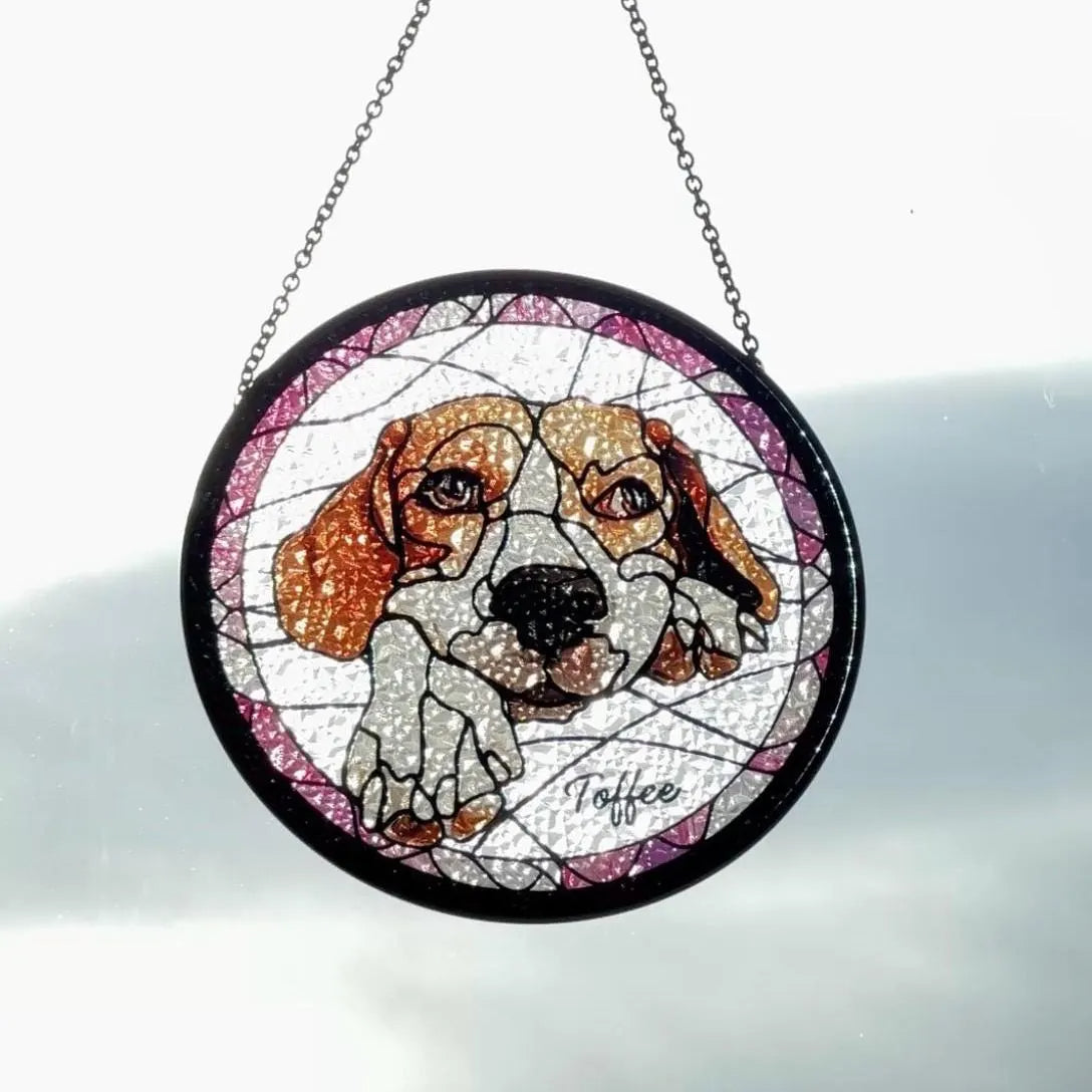 Custom Cat Portrait from Photo Suncatcher, Pet Sun Catcher Memorial, Glass Pet Memorial, Personalized Pet Portrait Housewarming Gift