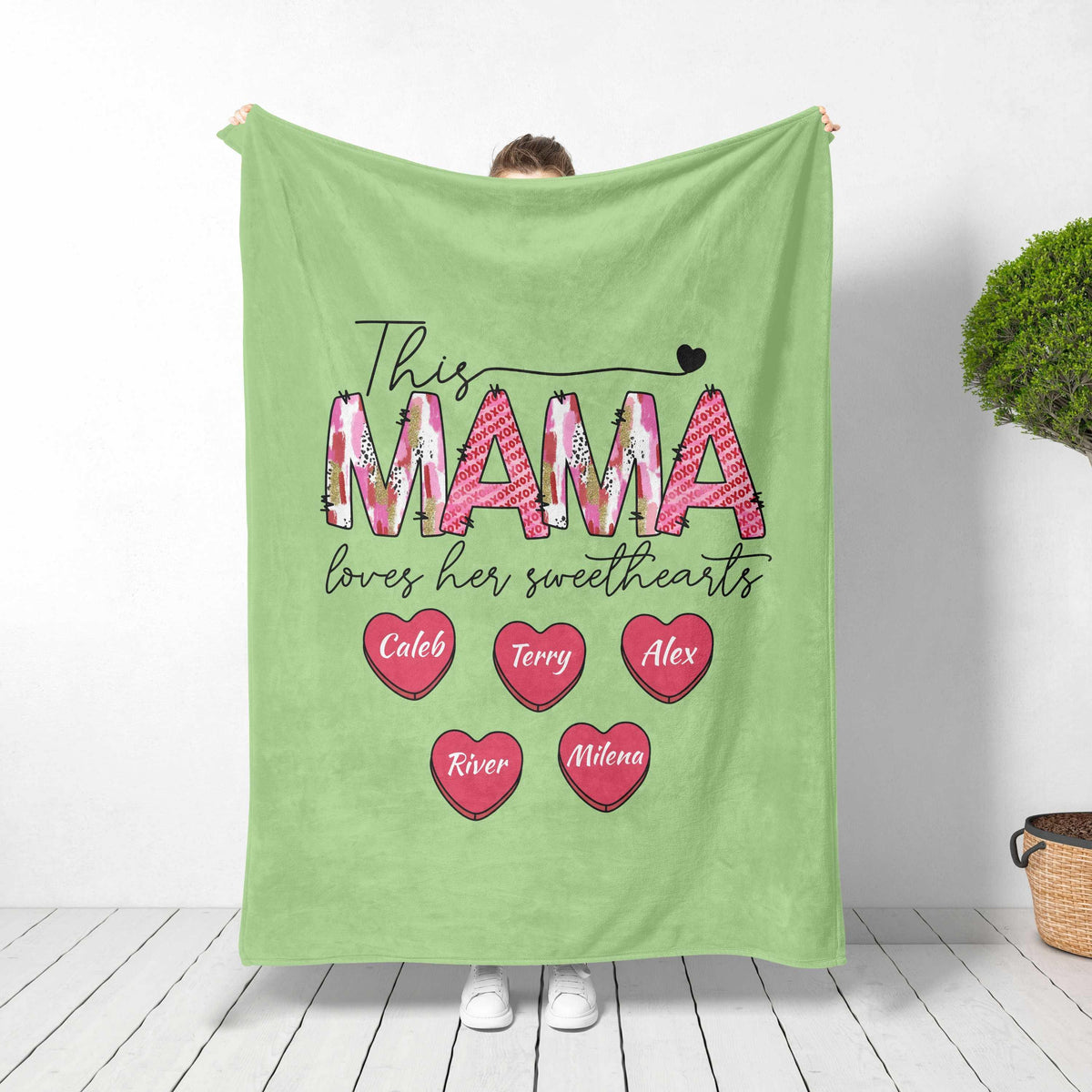 Personalized Mama Blanket With Kids Names: Sentimental Mom Gift For Mother's Day, Best Gift For Mother