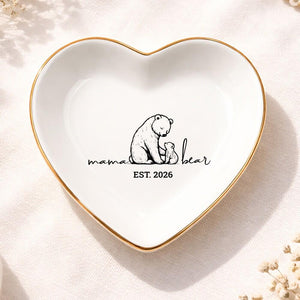 Mama Bear Jewelry Dish, Personalized Jewelry Dish for Mom, Custom Mom Gift, Mother s Day Gift, New Mom Keepsake, Custom Trinket Tray