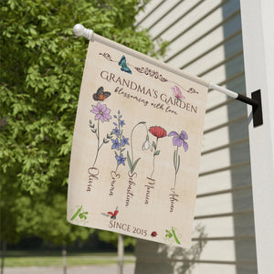 Personalized Grandma's Garden Flag Custom Floral Name Mother's Day Gift Nana's Decor