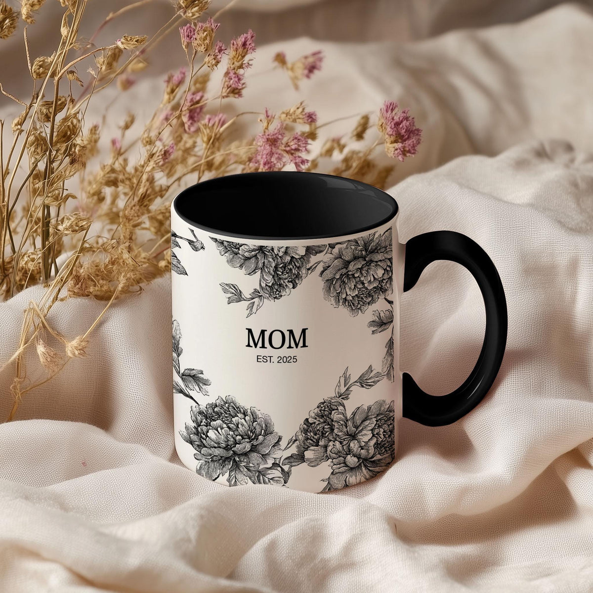 Personalized New Mom Mug For Mom, Custom Mother's Day Gift, Coquette Blue Toile Mug Gift For New Mom, Mother In Law Gift, Baby Shower Gift