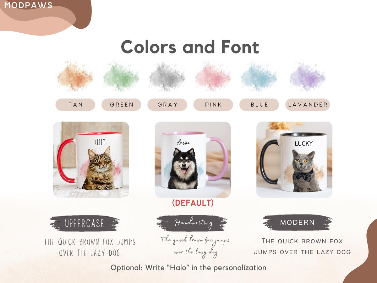 Custom Watercolor Dog or Cat Mug Using Pet Photo + Name Custom Pet Mug Coffee Cup Personalized Pet Dog Mug Personalized Cat Dad Mug New Mug