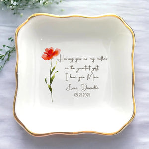 Personalized Flower Ring Dish For Mommy Custom Jewelry Holder Birthday Trinket Tray Mothers Day Gift For Mom For Grandma For Nana