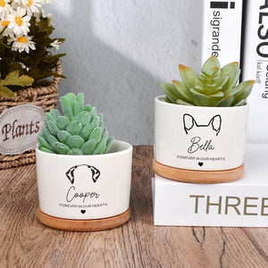 Personalized Dog Memorial Gift Planter,Pet Memorial Gift Plant Pot,Custom Flower Pot with Bamboo Tray,Loss of Pet Tribute,Dog Sympathy Gift