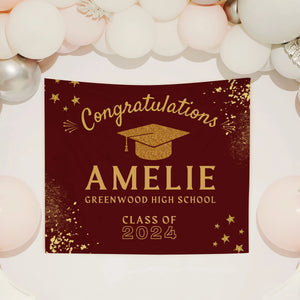 Custom Graduation Backdrop 2026, Personalized Grad Party Banner