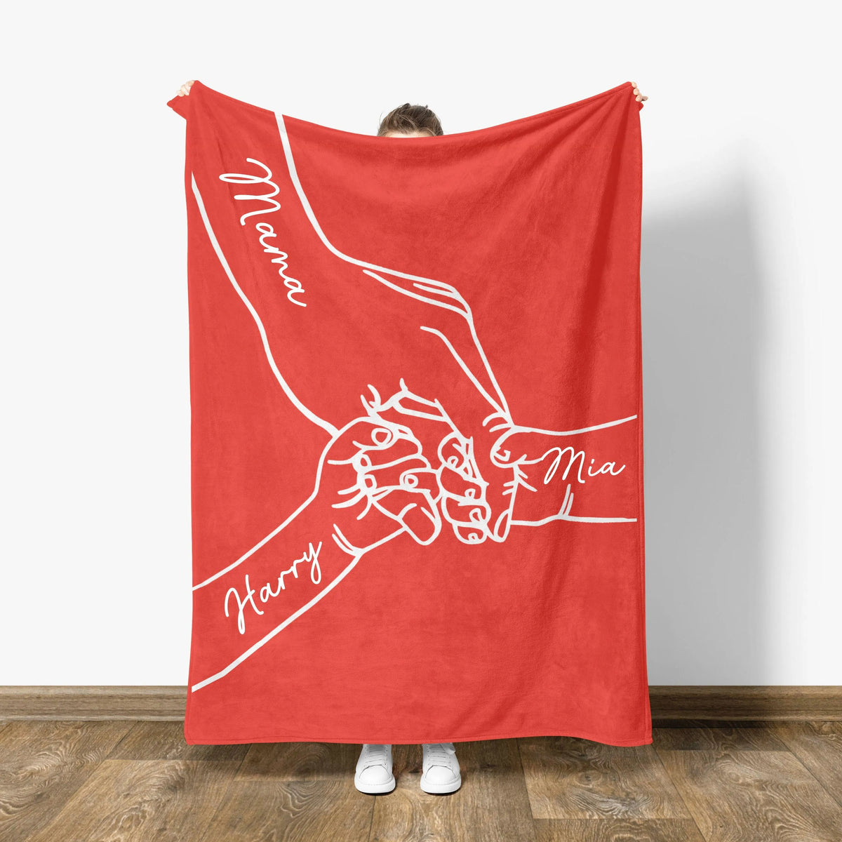 Personalized Mama Holding Hands Blanket: Kids Names Blanket For Mom, Mother's Day Gift, Up to 10 Kids