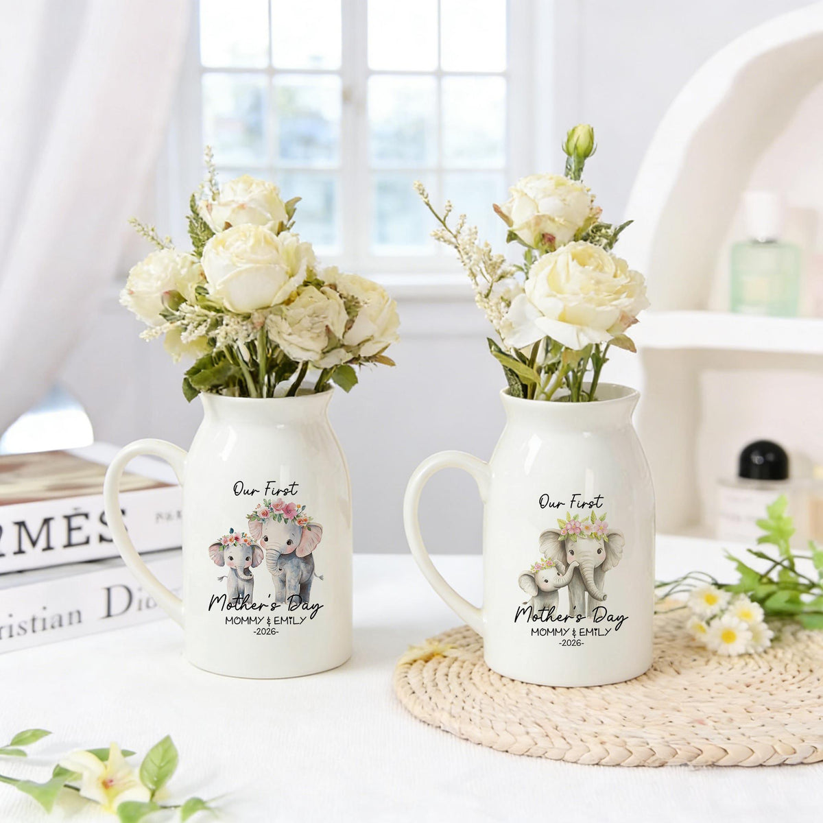 Personalized Our First Mother's Day Vase - Gift for New Mom/Mama/Mum/Mummy, Handcrafted Ceramic Keepsake, The Perfect Surprise Gift for Her