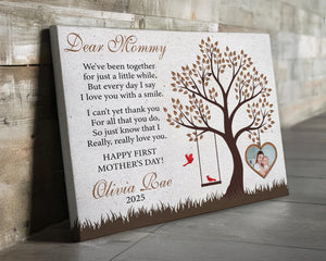 First Mother's Day Gift, New Mom Gift, Dear Mommy 1st Mother's Day Gift from Baby, First Time Mom Wall Art Canvas Ready to Hang