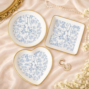 Personalized Holding Mom's Hand Ceramic Jewelry Dish with 1-6 Kids: Chinoiserie Mom Trinket Dish, Mothers Day Gift for Mom, Mama Ring Holder