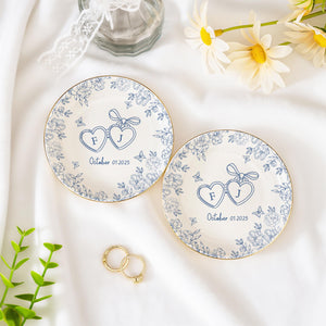 Personalized Locked Ring Dish,Custom Engraved Ceramic Jewelry Holder,Wedding Gift for Couple,Gift for Bride,Engagement or Anniversary Gift