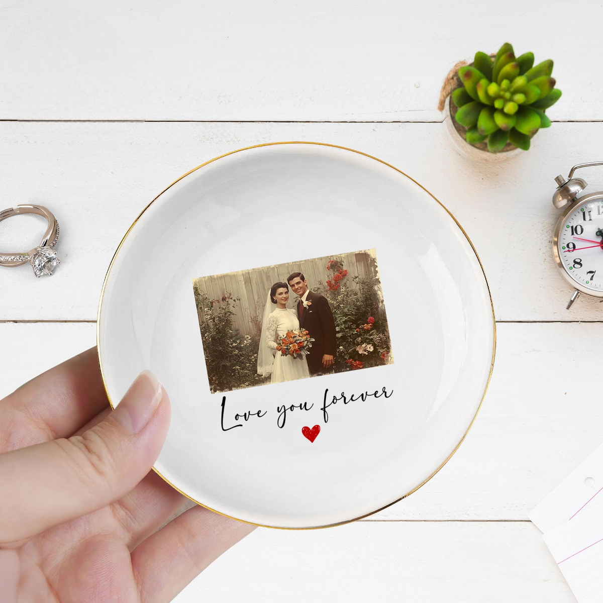 Personalized Mom Photo Jewelry Dish: Ceramic Trinket Tray Gift for Mom, Mom Gift from Daughter, Thank You Mom,Mom Jewelry Dish,Birthday Gift