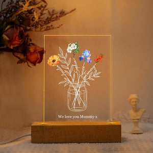 Personalized Grandma's Garden Night Light, Family Bouquet Gift Mother's Day Gift