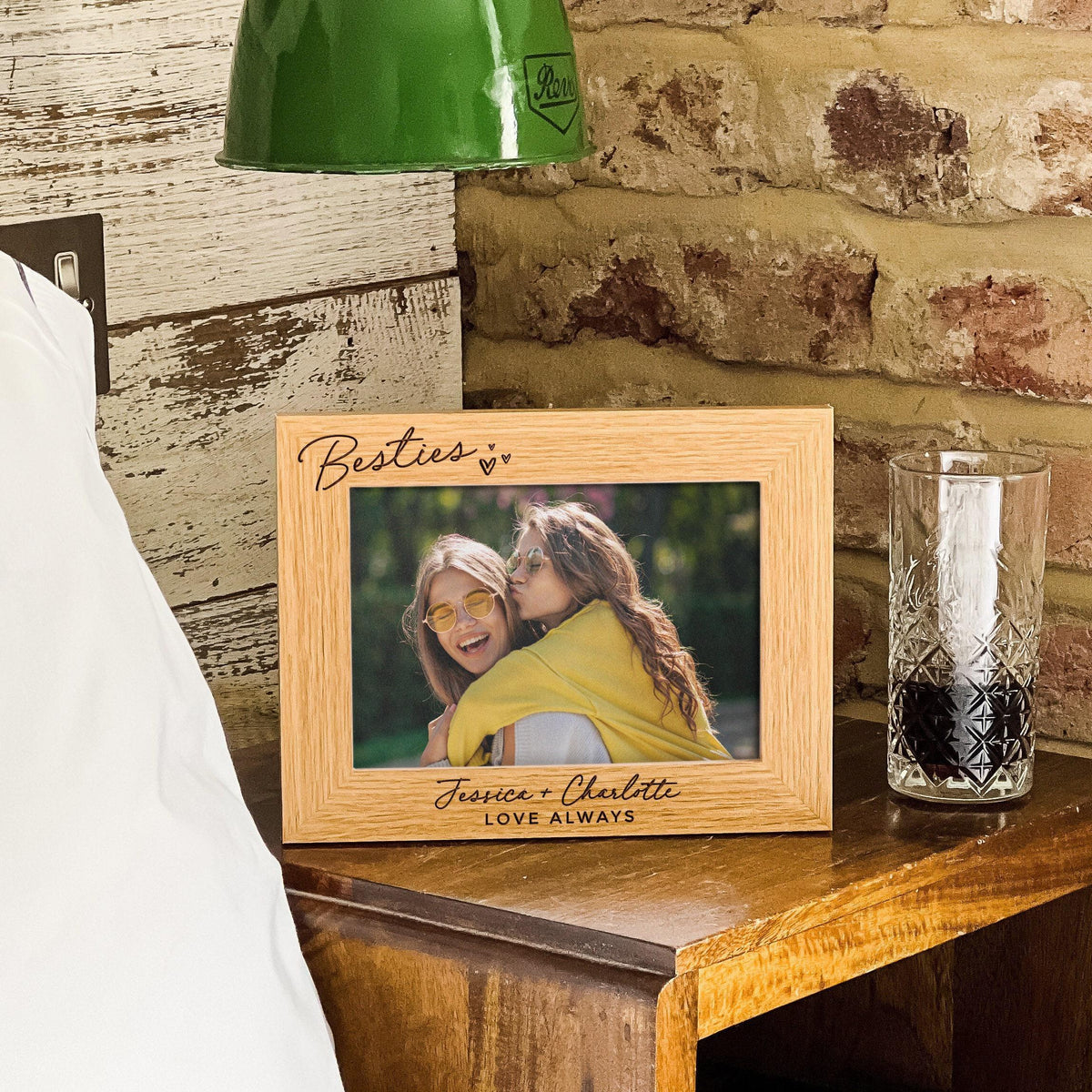 Personalized Best Friends Photo Frame Custom Engraved Wooden Picture Frame with Names & Message, Bestie Gift for Birthday, Friendship Keepsake Decor